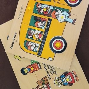 Vintage Wooden Kids Puzzles Lot of 2